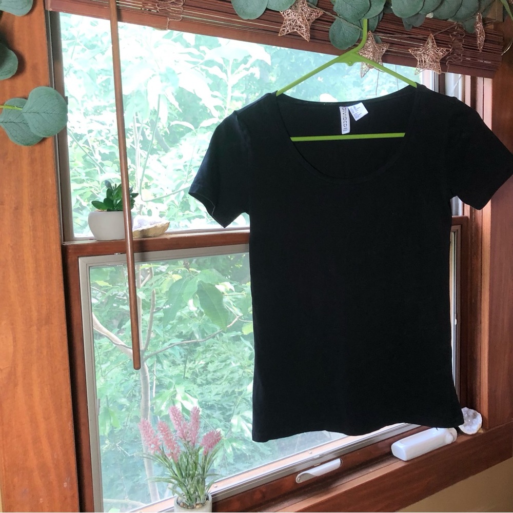 Divided By H&M Basic Black Short Sleeve Fitted T-shirt Top Women’s Sz.XS Casual